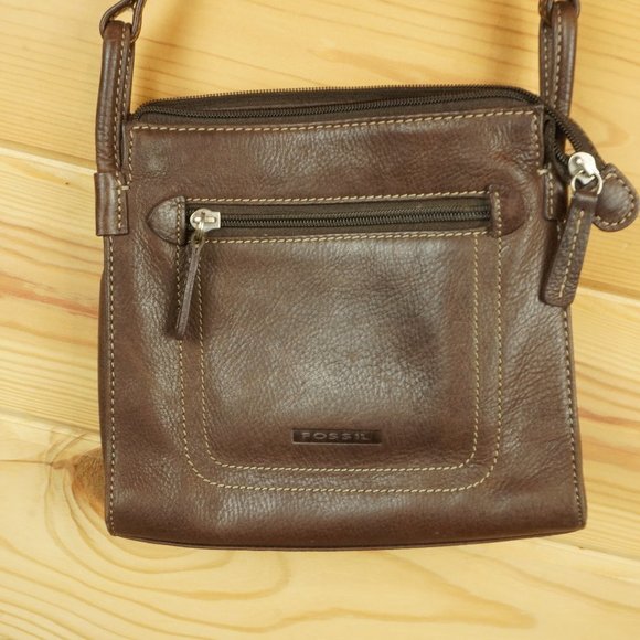 Fossil‎ Brown Leather Crossbody Bag 8x7x2 - Picture 1 of 5